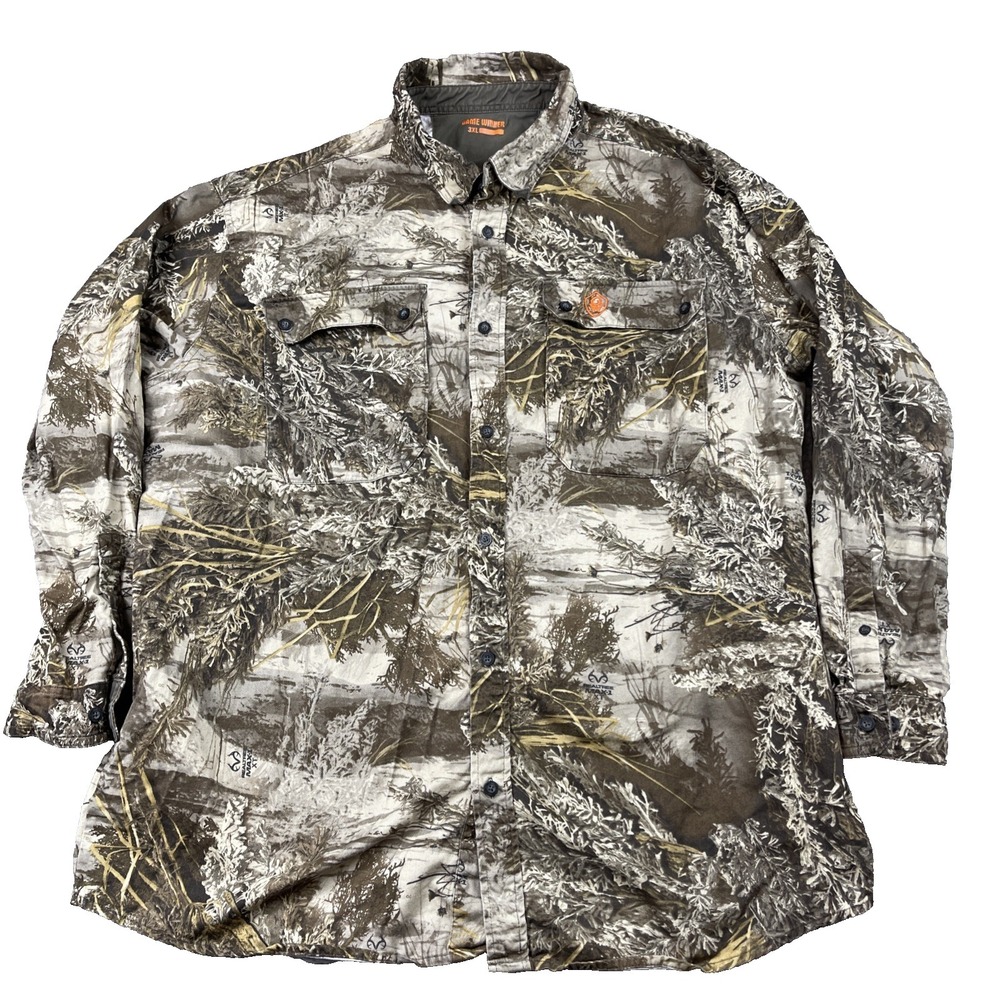 Game‎ Winner Camo Shirt Mens 3XL Heavyweight Roll Tab Hunting Realtree Max-1 XT
